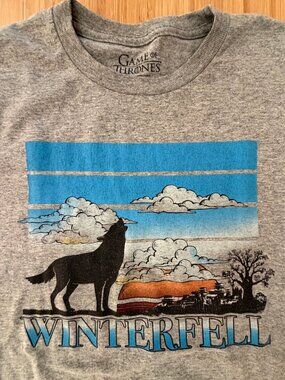 Game of Thrones Winterfell Direwolf Tee HBO Official 2019 Size L